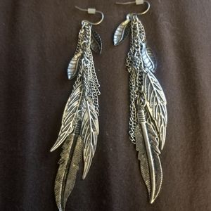 Brushed silver leaf earrings